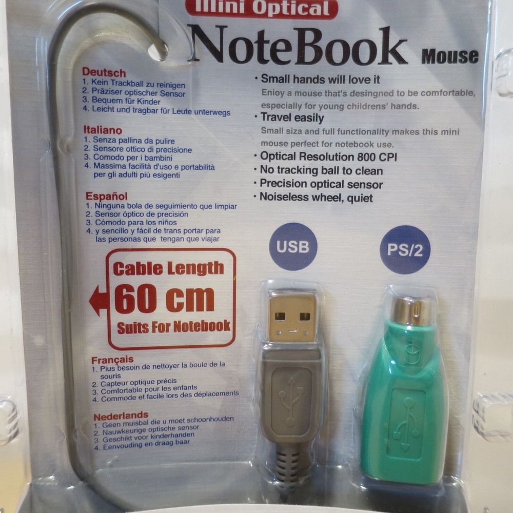 NOS A4 Tech MOP-28 USB & PS2 Mini Optical Notebook Mouse - Picture 5 of 7